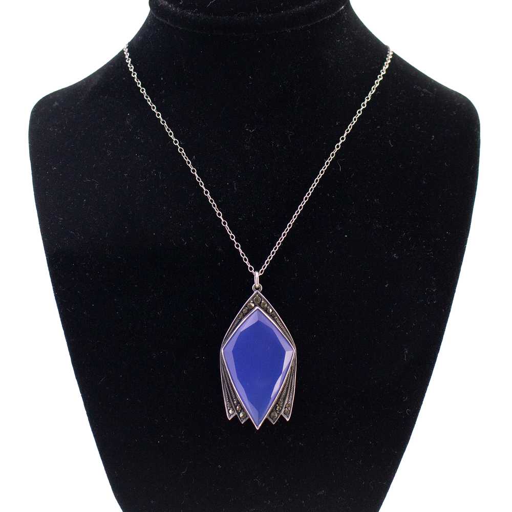 Art Deco Blue Agate Angular Necklace - image 2