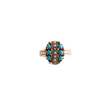 Antique Turquoise and Pearl Ring - image 1