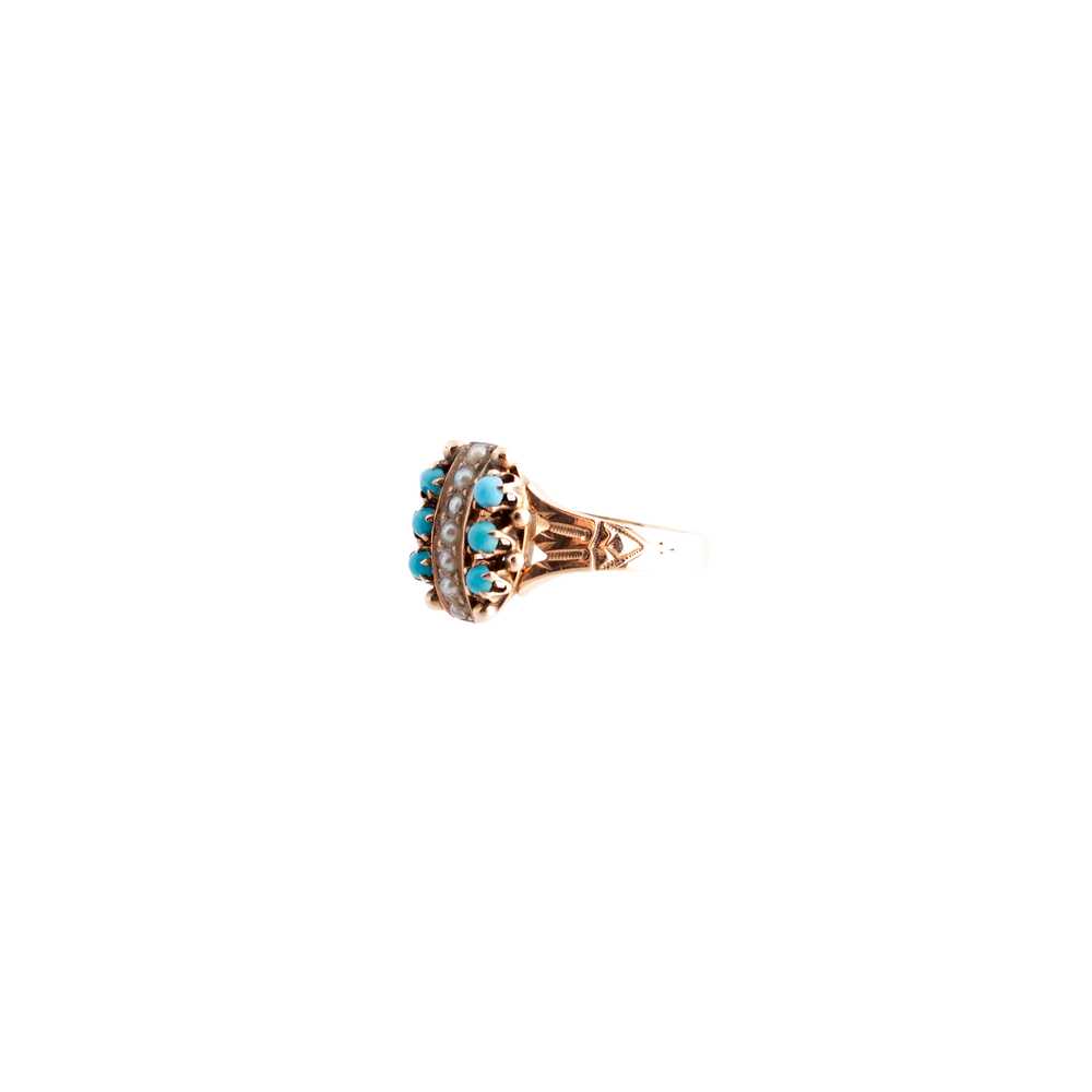 Antique Turquoise and Pearl Ring - image 3