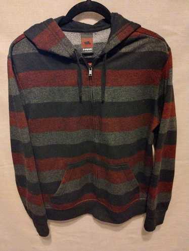 Hawk × Streetwear Zip Front Striped Hooded Sweatsh