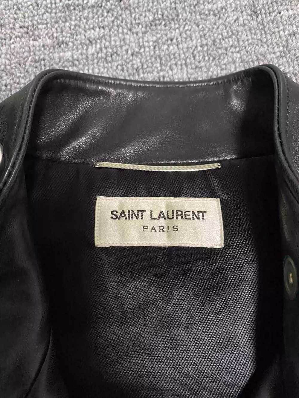 Yves Saint Laurent saint laurent Stand collar lea… - image 3