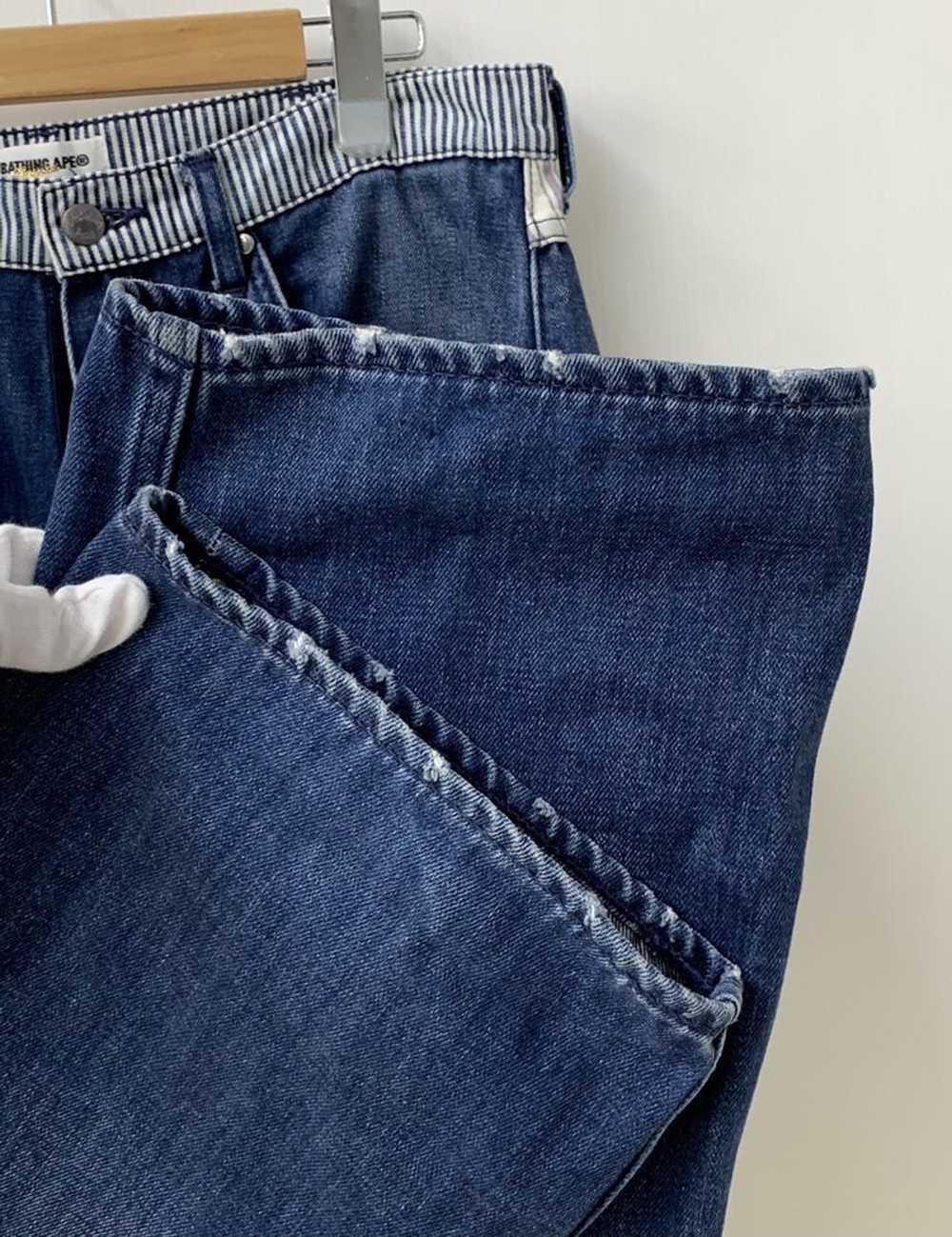 Bape Denim Blue Striped Switching Long Pants - image 7