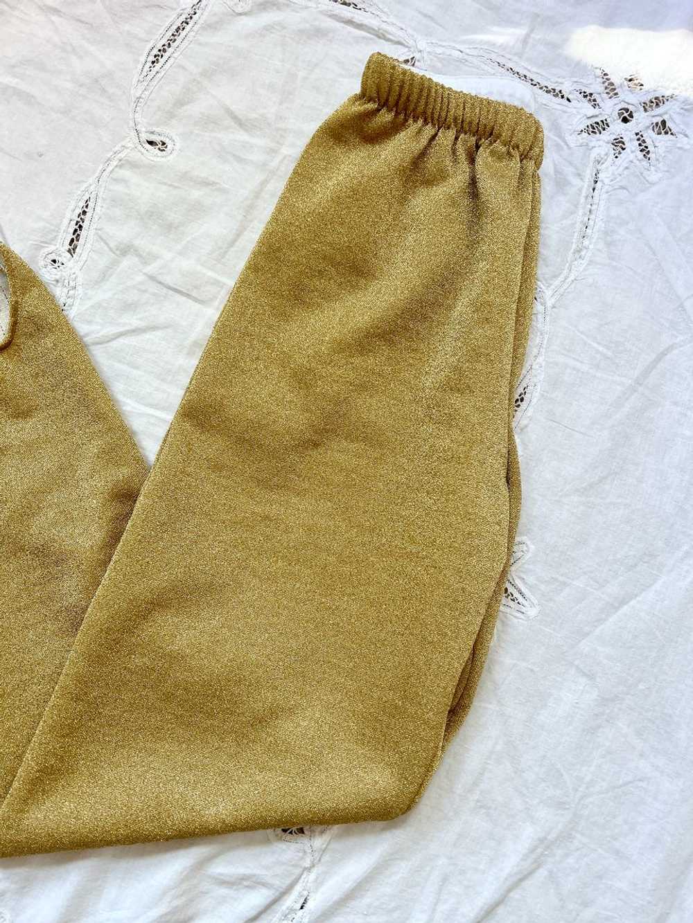 80s gold lurex stirrup pants (M) | Used, Secondha… - image 3