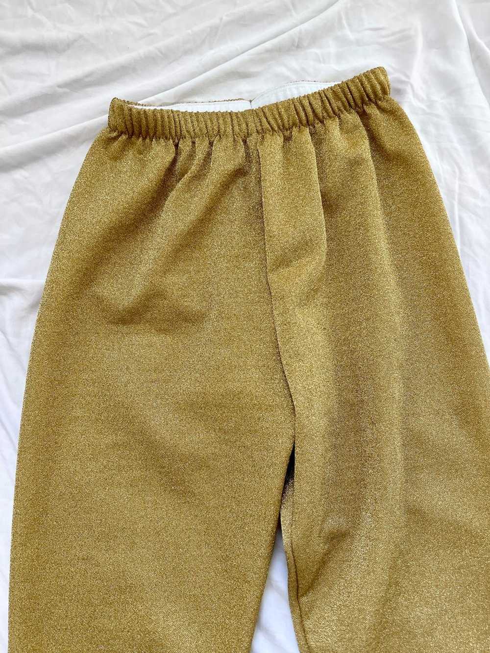 80s gold lurex stirrup pants (M) | Used, Secondha… - image 5
