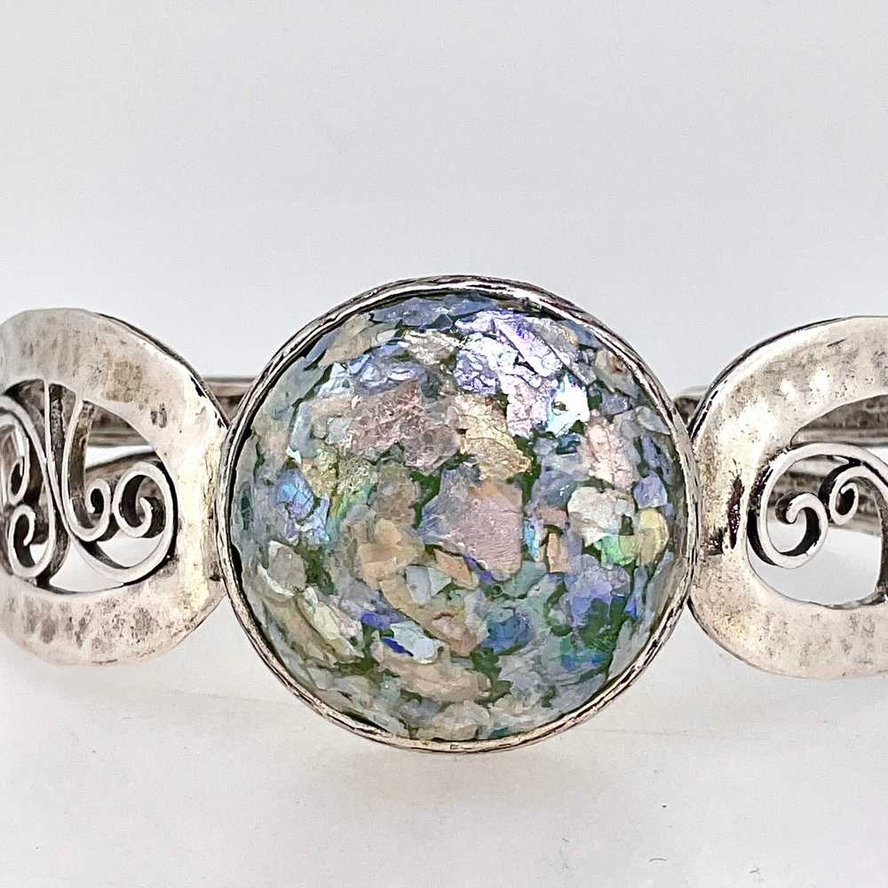 Vintage Sterling Silver and Roman Glass Israel Cu… - image 3