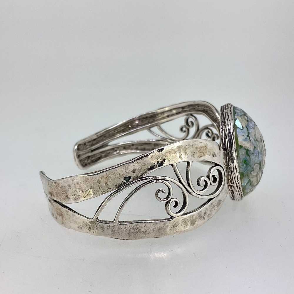 Vintage Sterling Silver and Roman Glass Israel Cu… - image 4