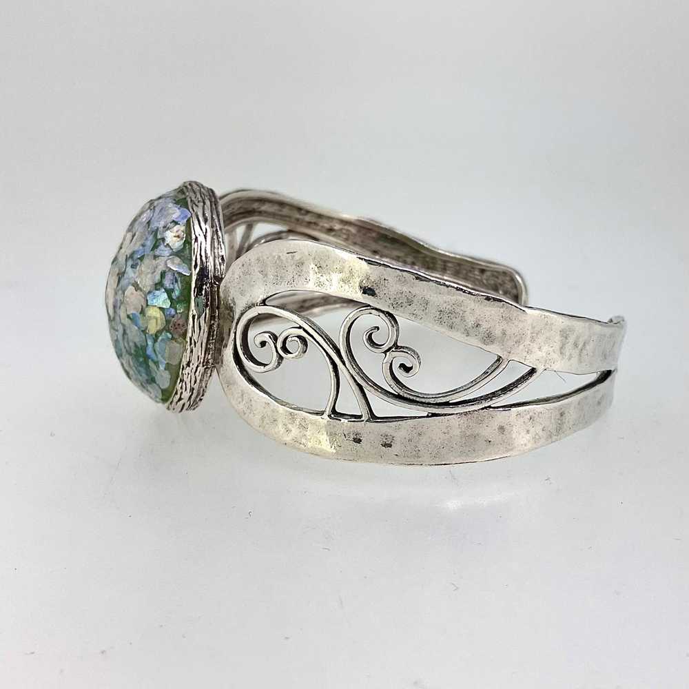 Vintage Sterling Silver and Roman Glass Israel Cu… - image 5