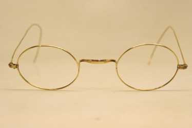 Gold Antique Wire Rim Oval Eyeglasses Cable Templ… - image 1