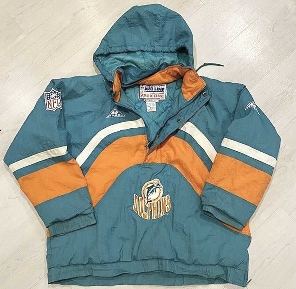 90's Miami Dolphins Apex One NFL Windbreaker Jacket Size XL – Rare VNTG