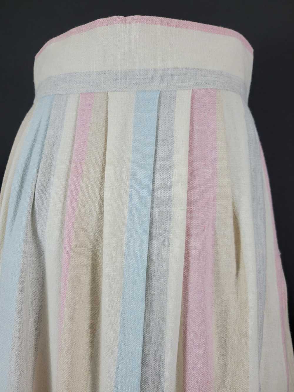 70s/80s Muted Pastel Striped Button Front Skirt - image 10