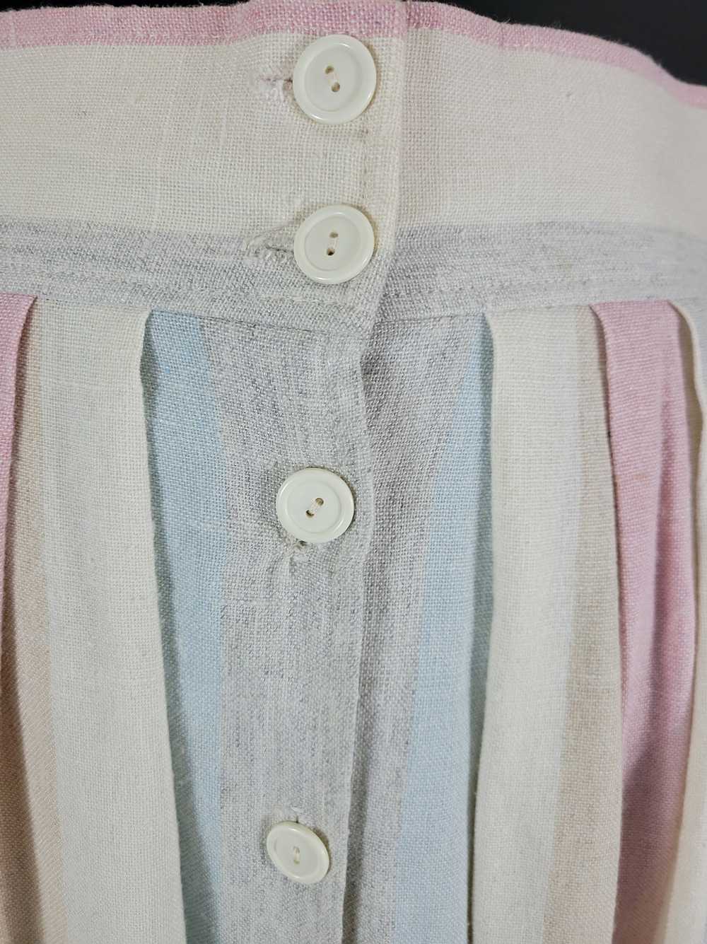 70s/80s Muted Pastel Striped Button Front Skirt - image 4