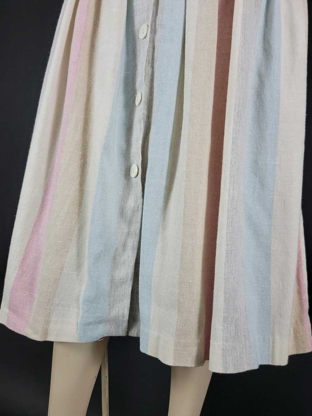 70s/80s Muted Pastel Striped Button Front Skirt - image 5