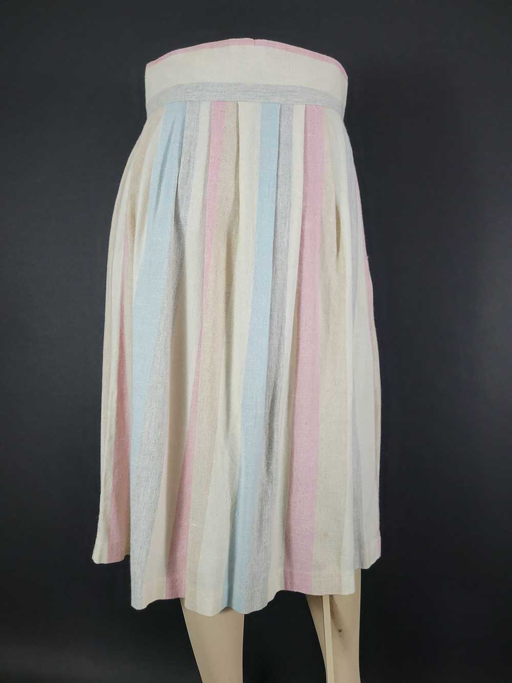 70s/80s Muted Pastel Striped Button Front Skirt - image 9