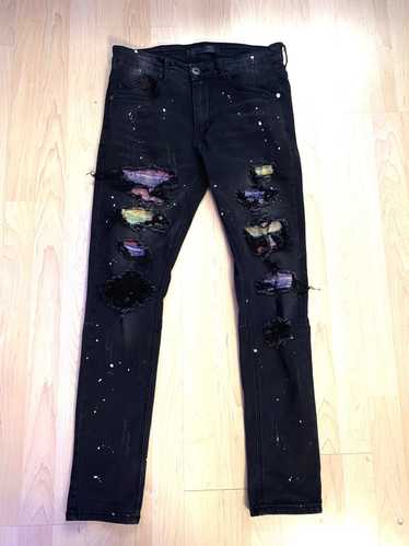 Other Black rhinestone patched denim pants