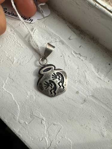 Kokopelli Pot Sterling Silver Pendant - image 1