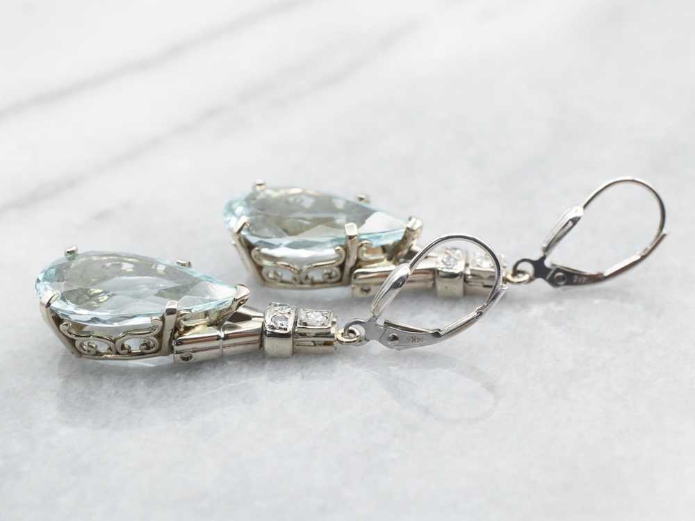 Teardrop Aquamarine Drop Earrings - image 3