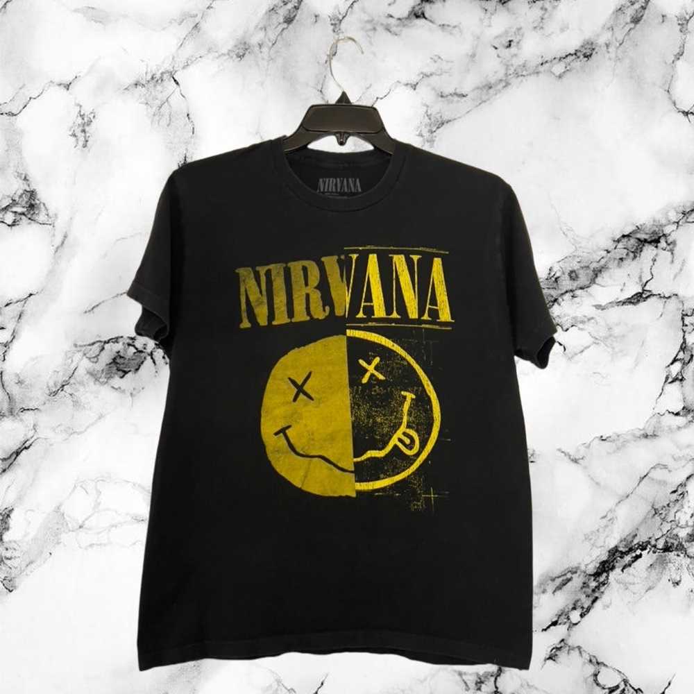 Nirvana Nirvana Over-Sized Smiley Band Tee - image 1