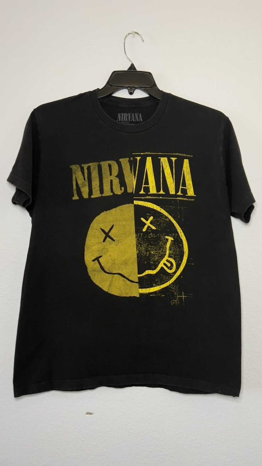 Nirvana Nirvana Over-Sized Smiley Band Tee - image 7