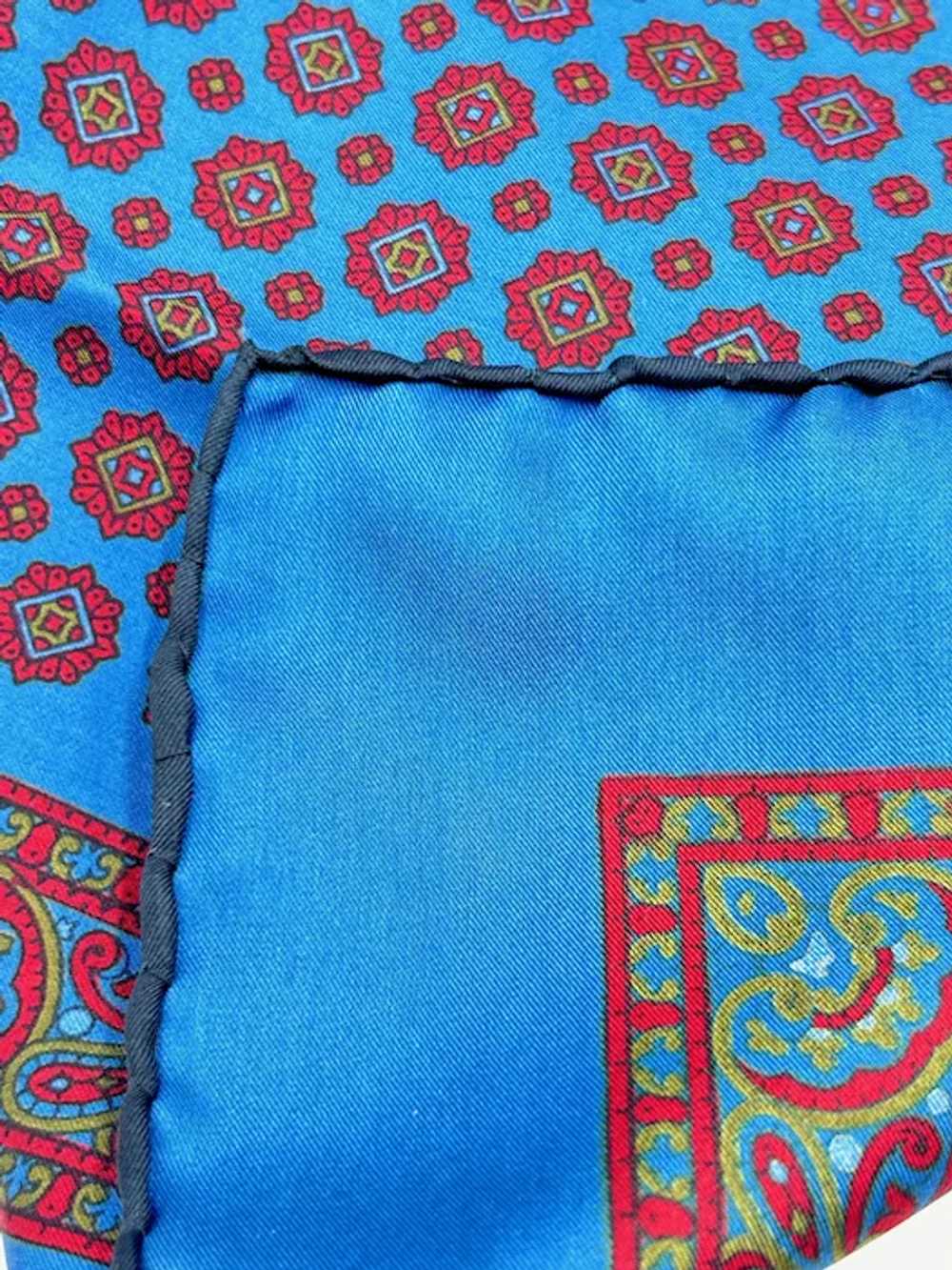 Handmade in Italy Silk Scarf Blue & Red Square Ne… - image 4
