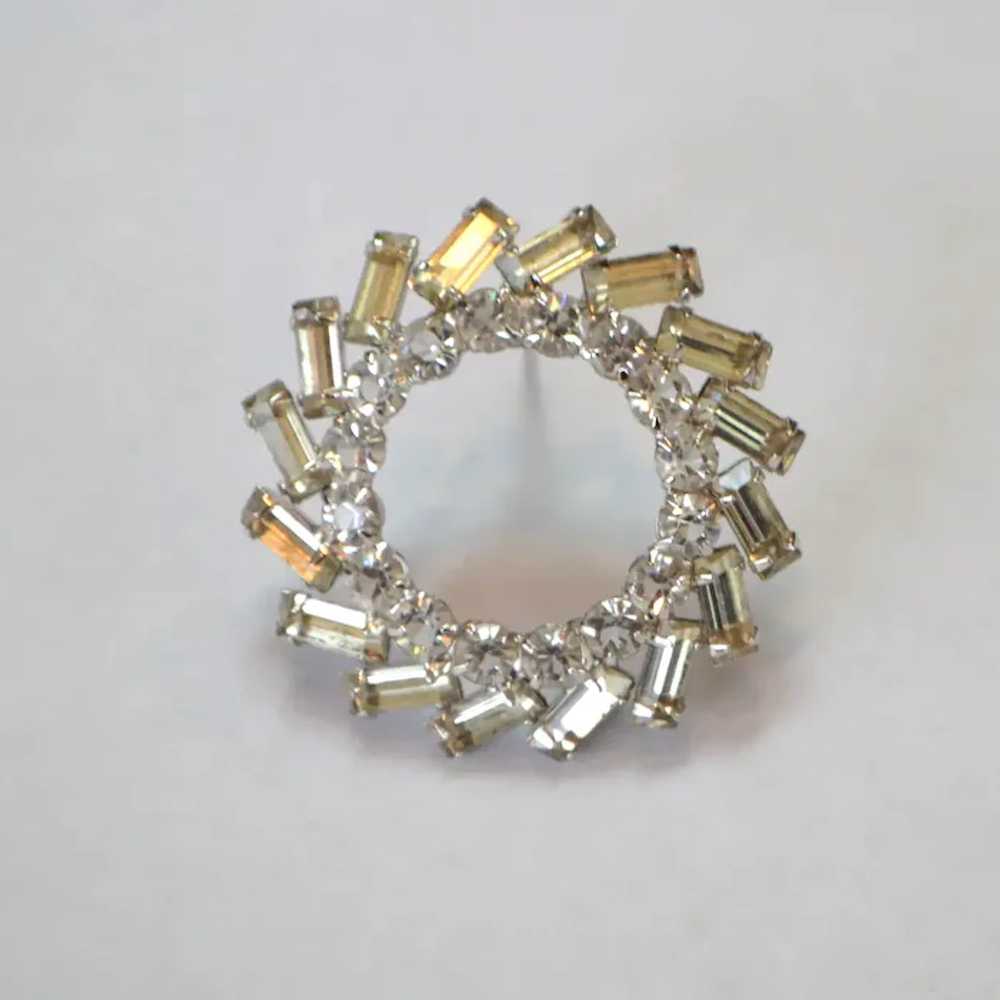 STERLING Circle of Rhinestones Brooch Pin - image 2