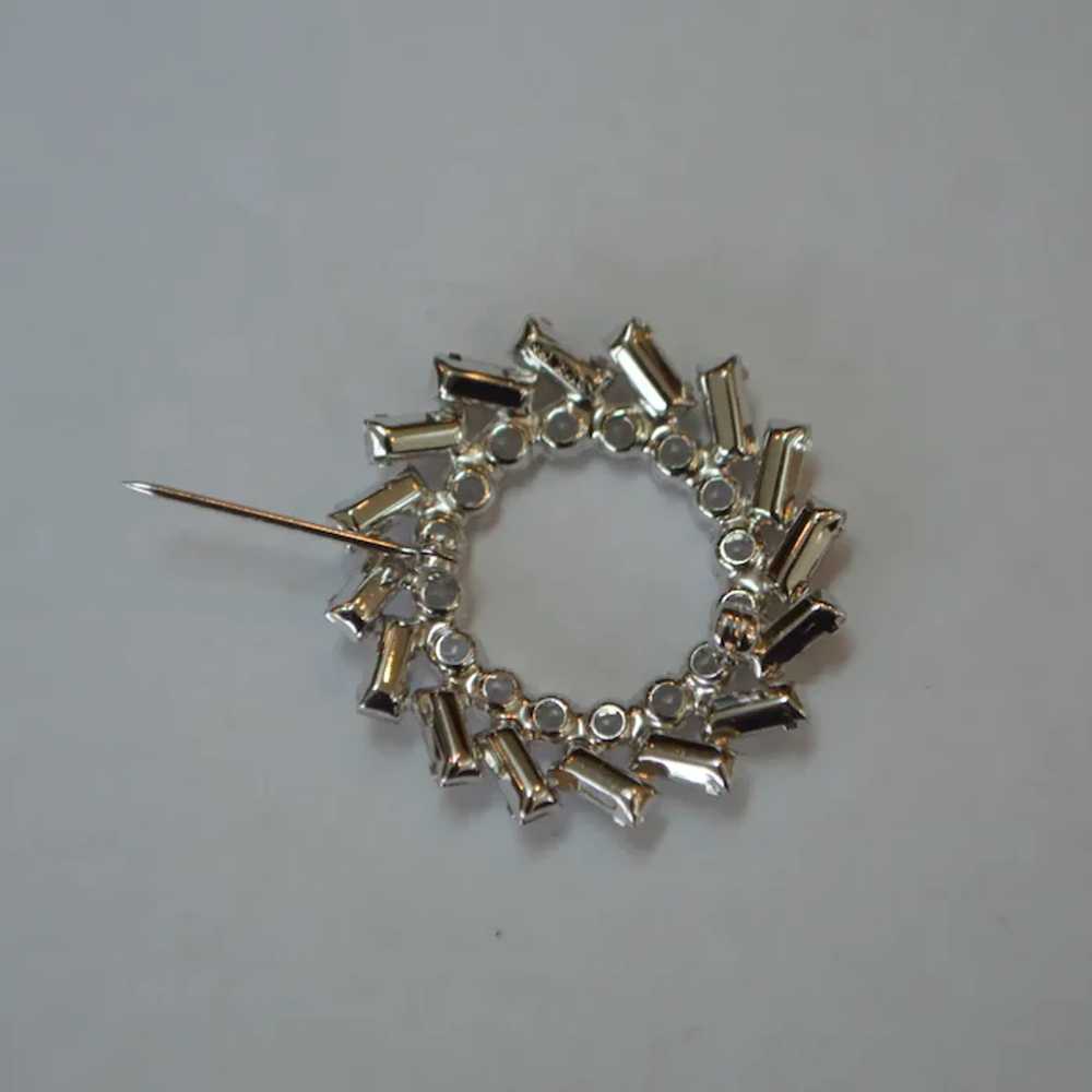 STERLING Circle of Rhinestones Brooch Pin - image 4