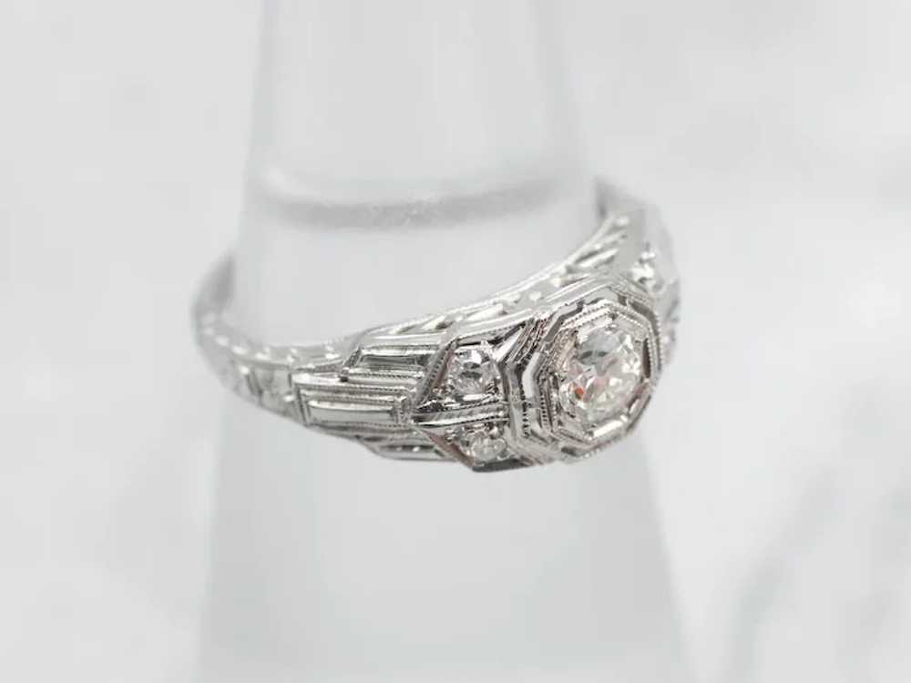 Art Deco Diamond Engagement Ring - image 3