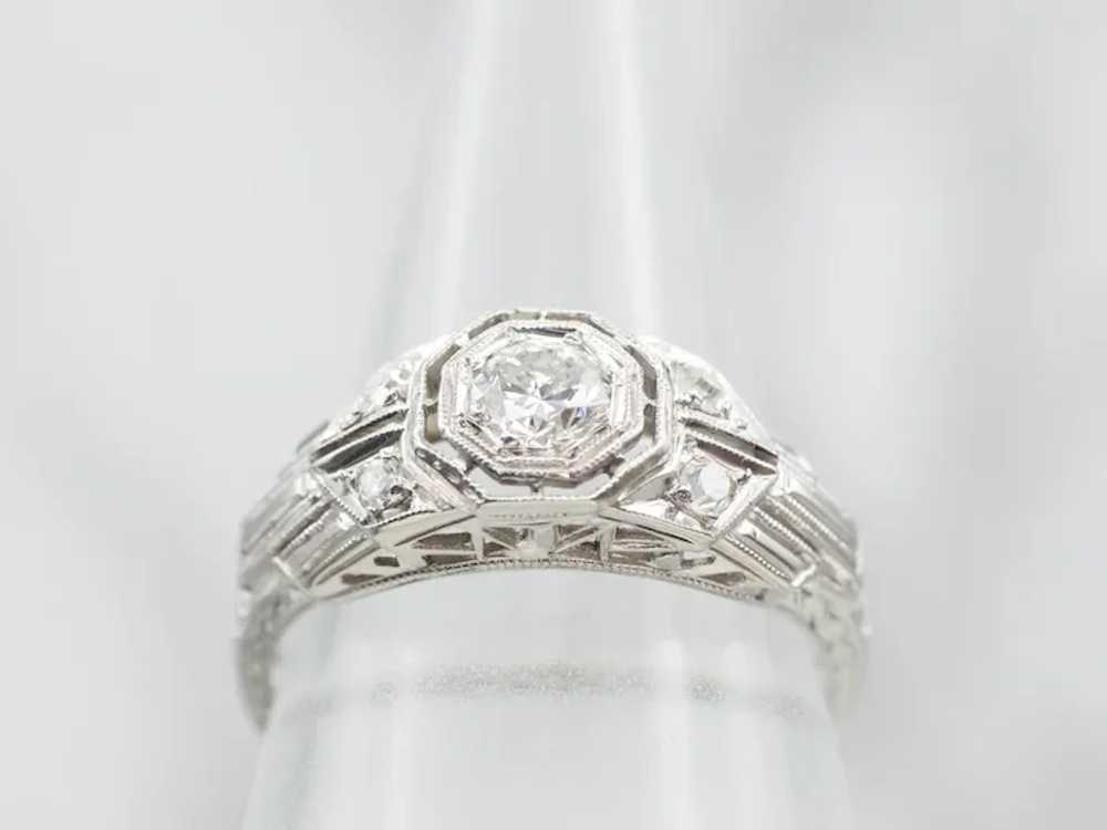 Art Deco Diamond Engagement Ring - image 4