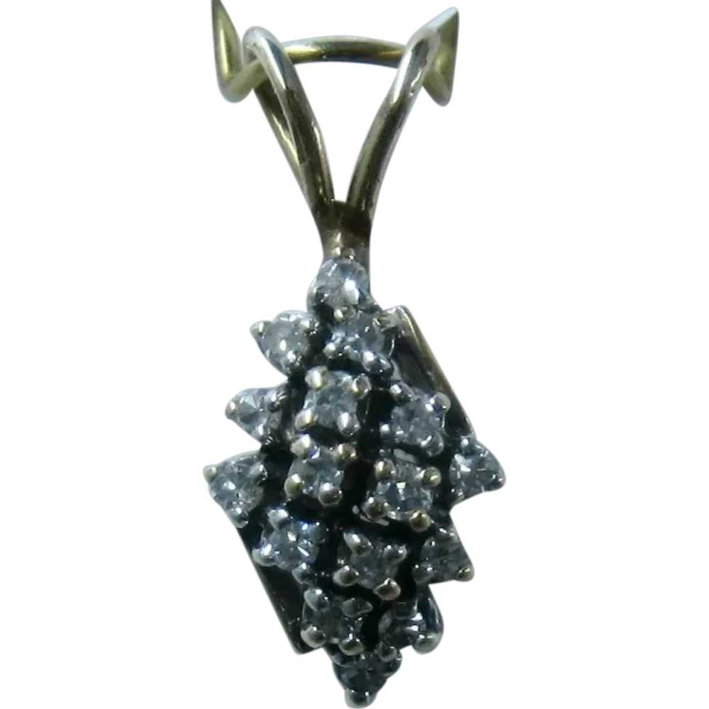 14K YG Diamond Cluster Pendant Diamond-Shape - image 1