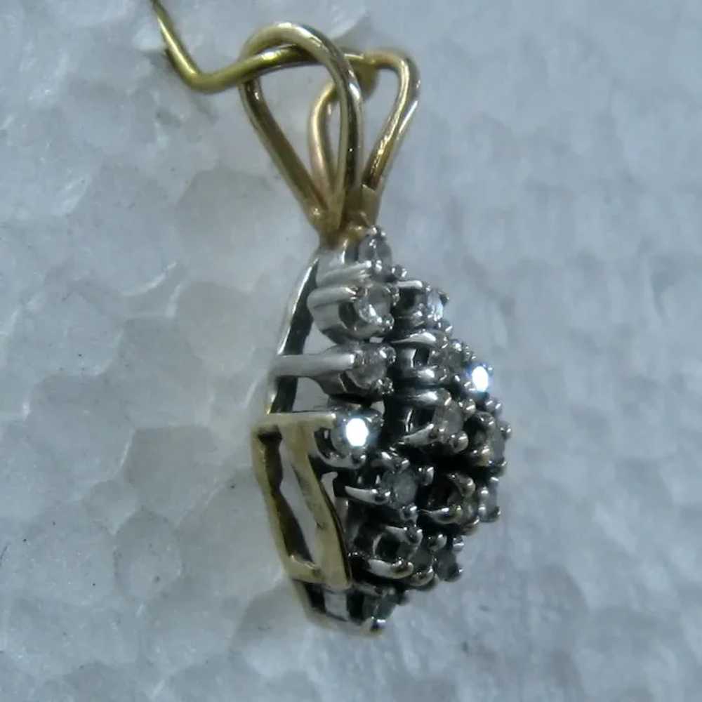 14K YG Diamond Cluster Pendant Diamond-Shape - image 2