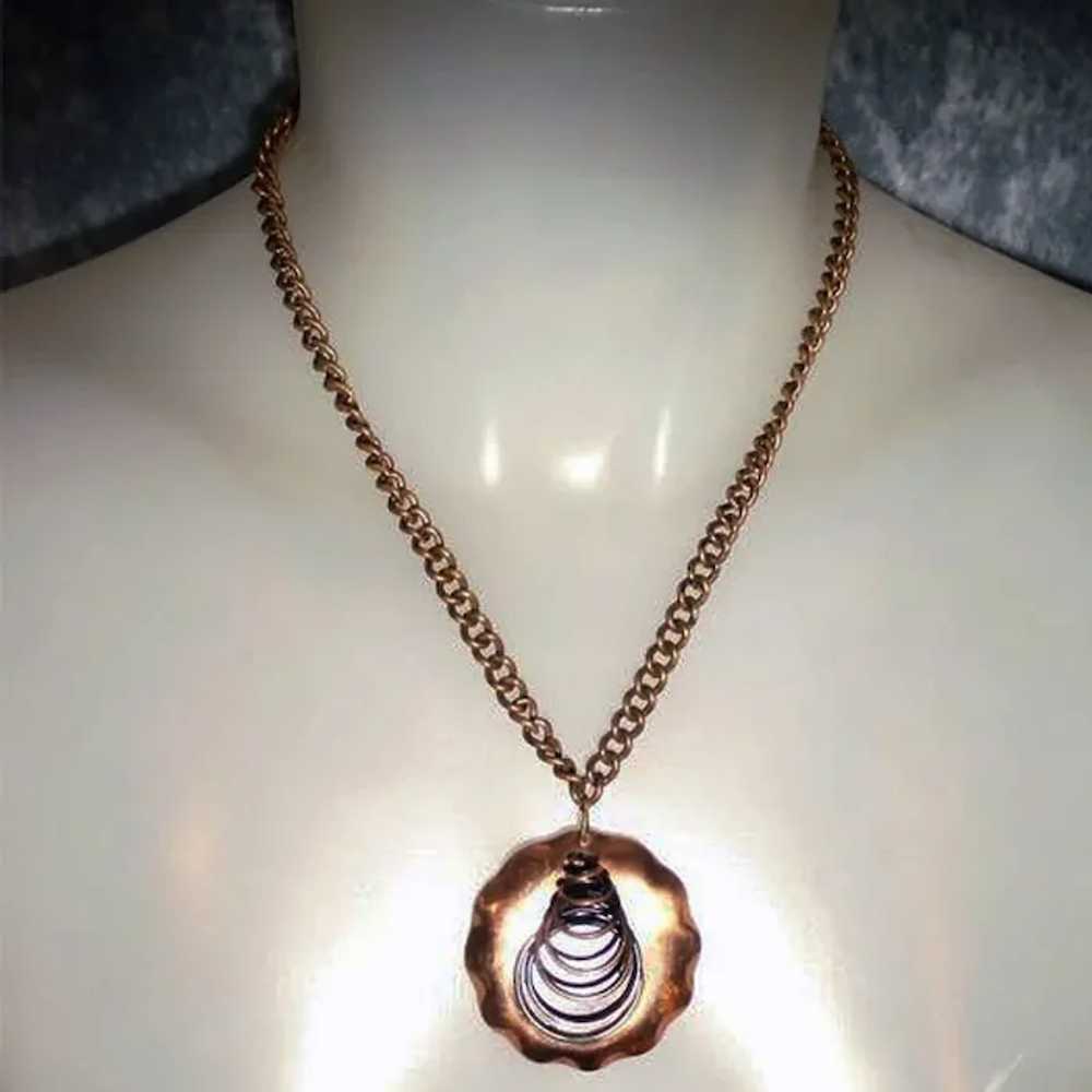 Modernist Copper Necklace Mid Century Modern MCM … - image 6