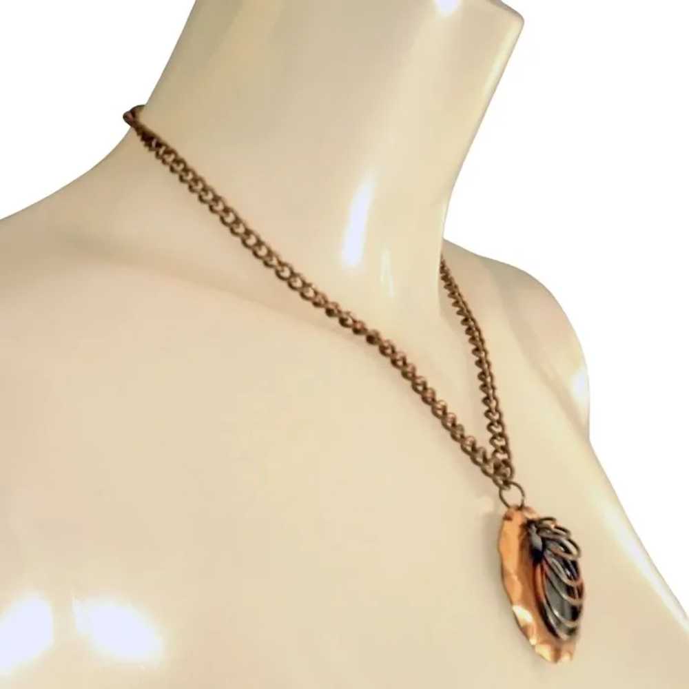 Modernist Copper Necklace Mid Century Modern MCM … - image 7