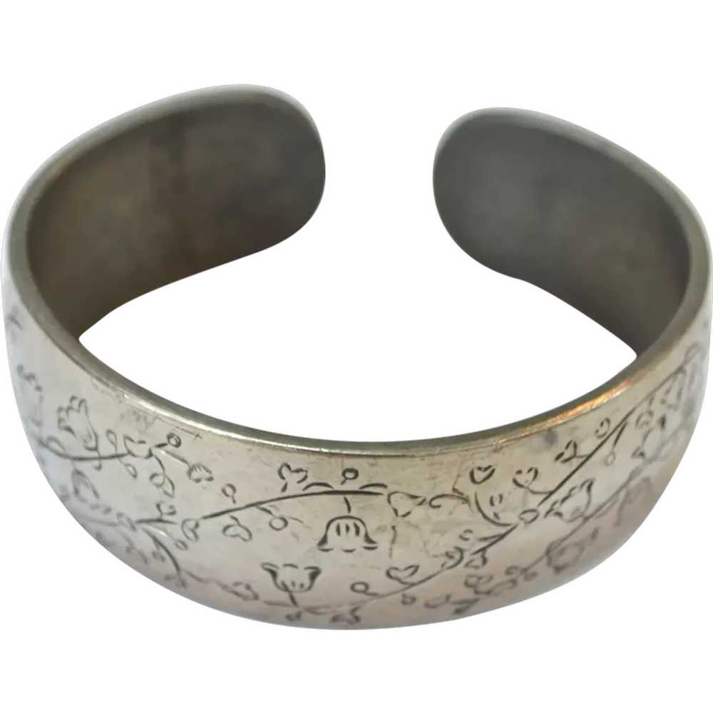 Kirk Stieff Lily of the Valley Pewter Cuff Bracel… - image 1