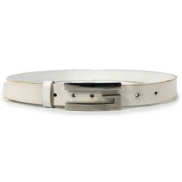 Gucci White Leather Belt w Silver G Buckle