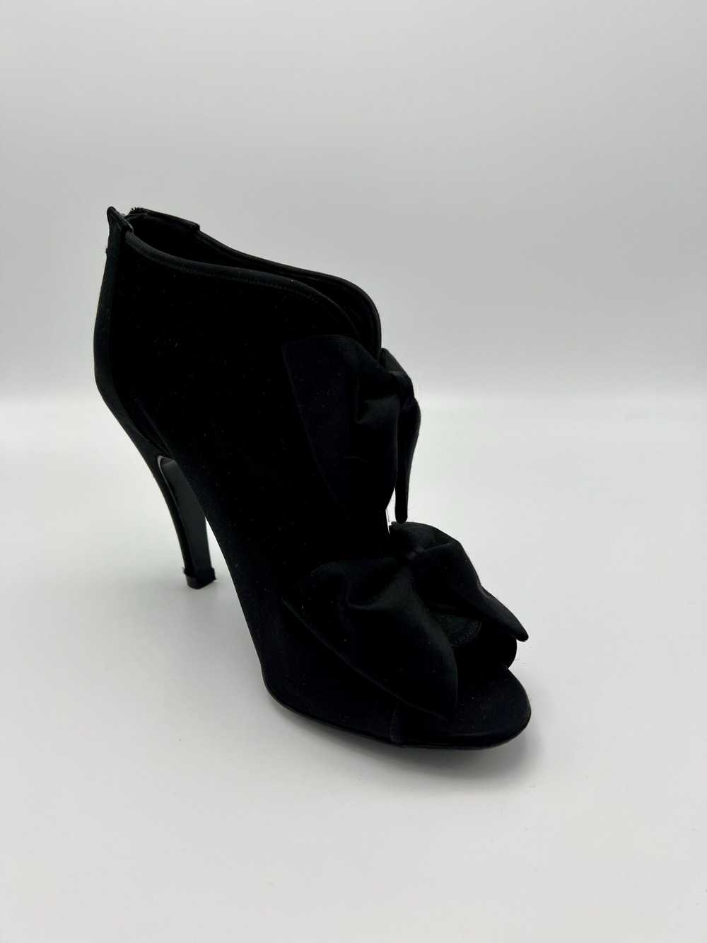 Chanel Black Satin Bow Heeled Boots - image 2