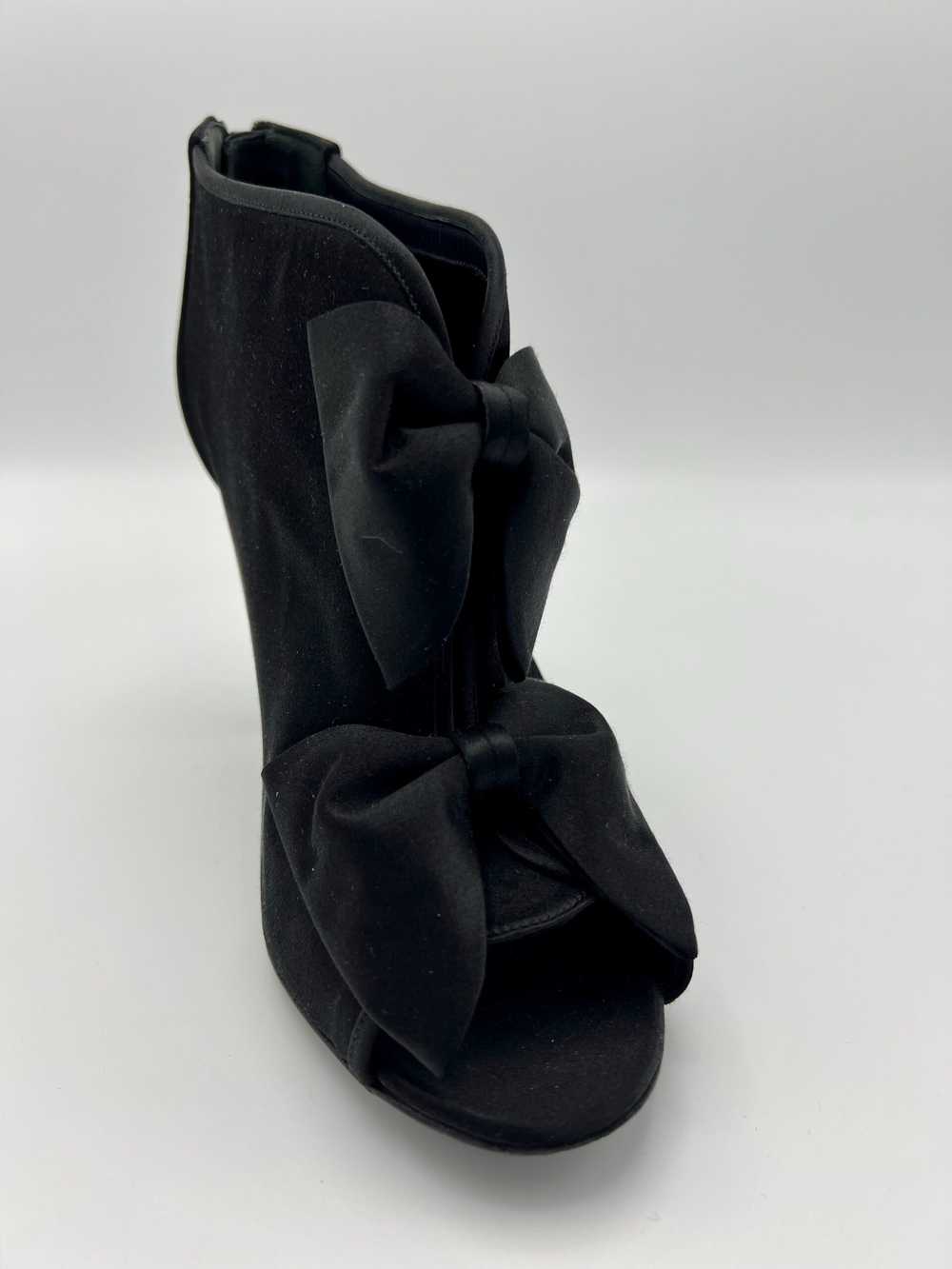 Chanel Black Satin Bow Heeled Boots - image 6