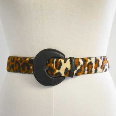 1970s/80s Flocked Leopard Print Belt - image 1