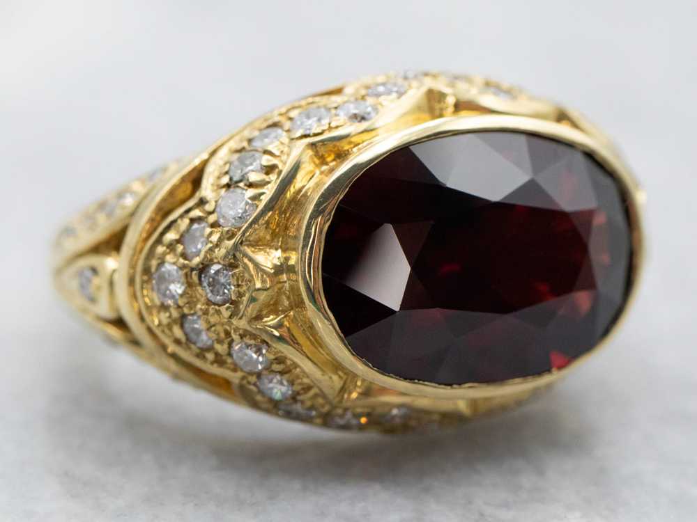 Garnet and Diamond Statement Ring - image 1
