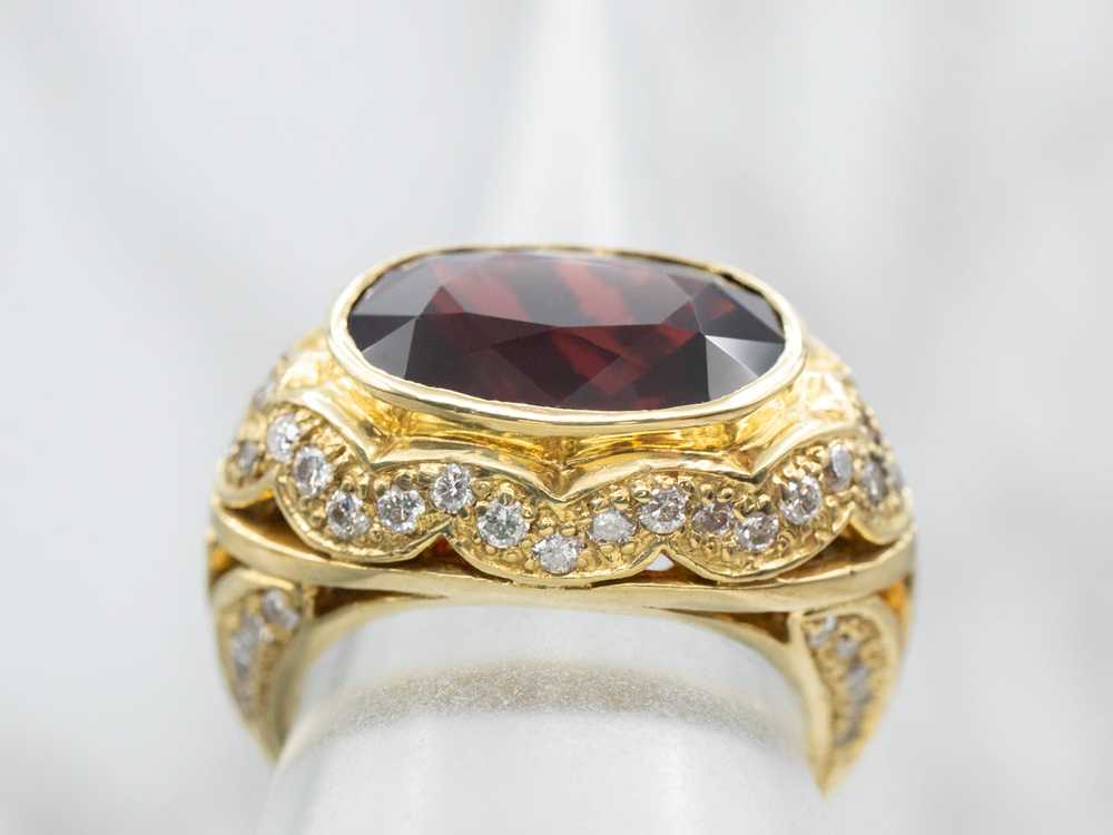 Garnet and Diamond Statement Ring - image 4
