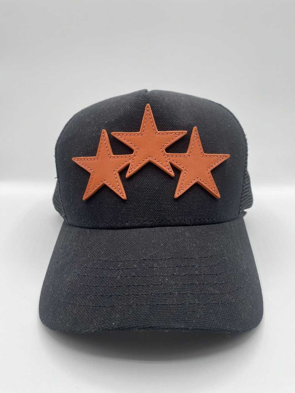 Amiri Amiri Orange Star Black Trucker Hat - image 1