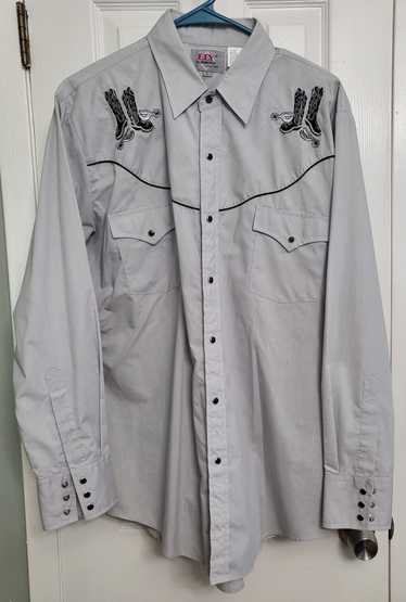 Other Ely Diamond Embroidered Western Shirt grey