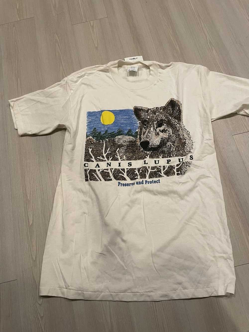 Vintage Canis lupus preserve & protect Wolf T shi… - image 2