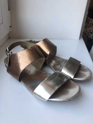 Acne Studios Rose Gold Silver Flat Leather Sandals