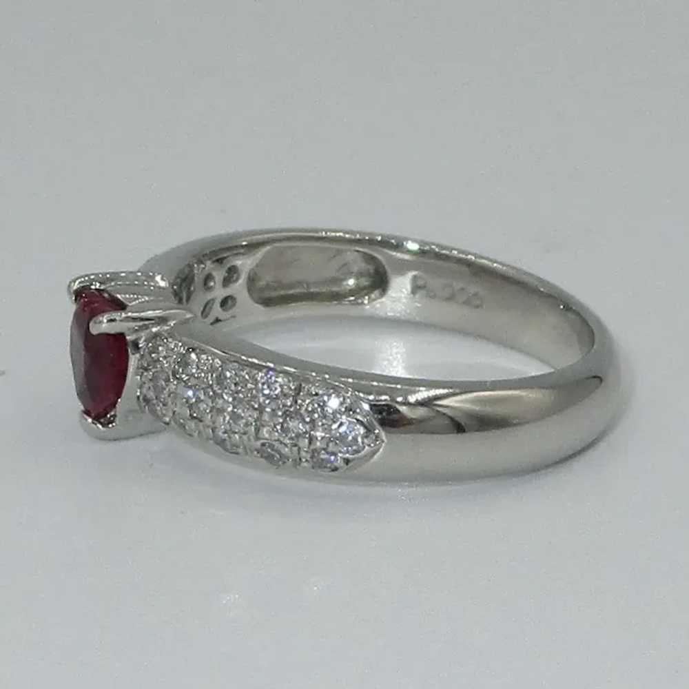 Romantic Platinum Heart Shaped Ruby & Diamond Ring - image 4