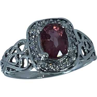 14k Pink Tourmaline & Diamonds Ring, free resize - image 1