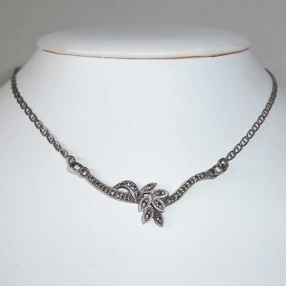 Sterling & Marcasite Simply Elegant Necklace - image 2