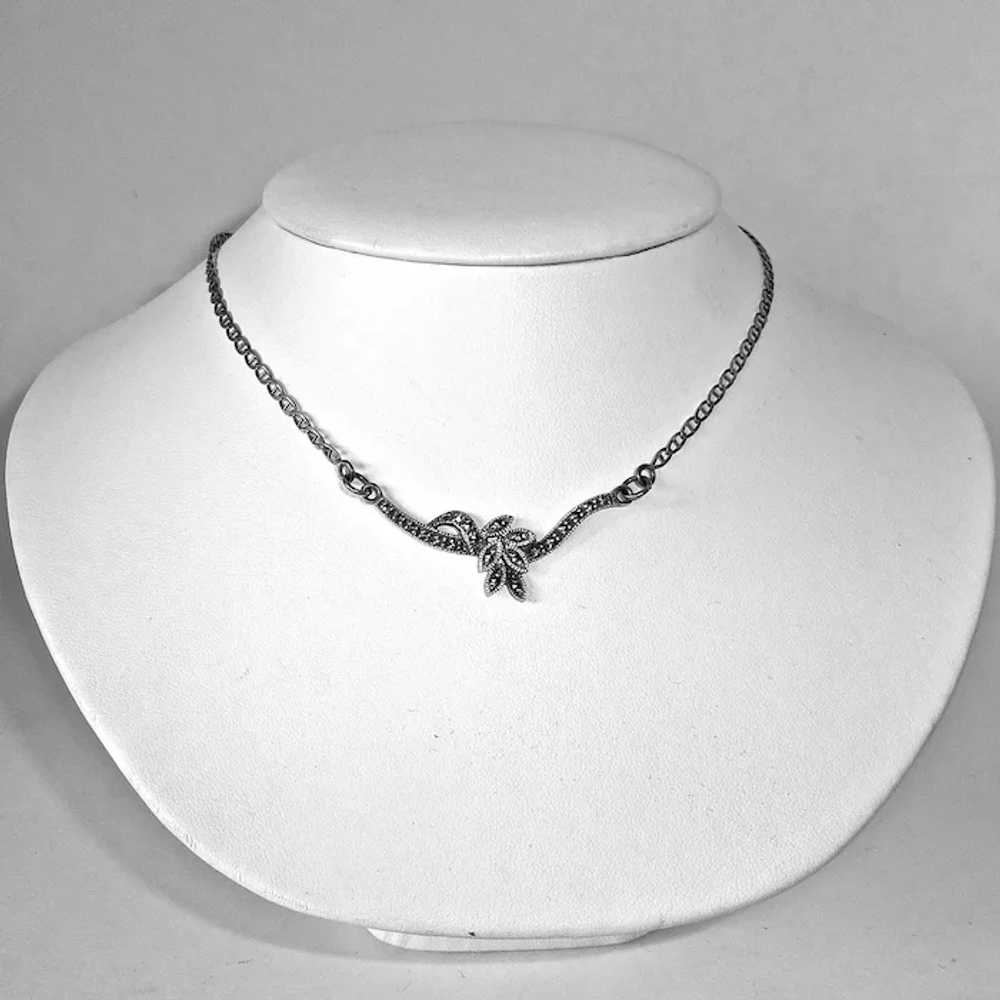 Sterling & Marcasite Simply Elegant Necklace - image 3