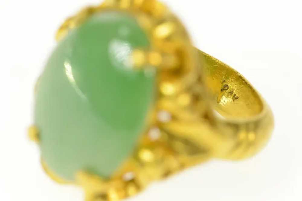 24K Jade Ornate Scrollwork Design Statement Ring … - image 3