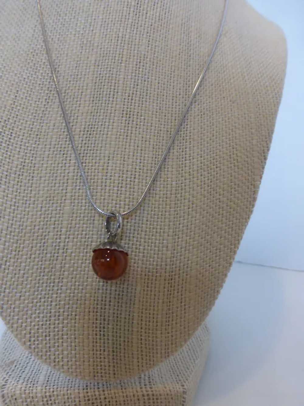 Amber Ball Sterling Silver Pendant Necklace - image 3