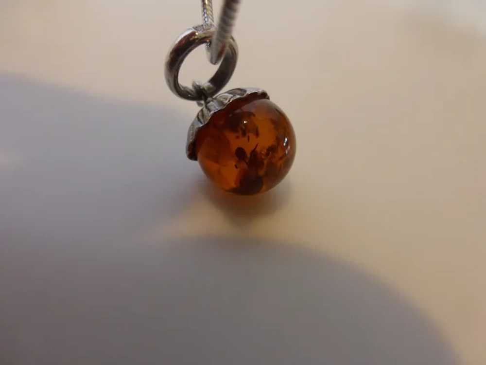 Amber Ball Sterling Silver Pendant Necklace - image 4