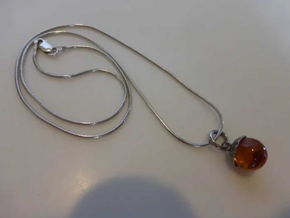 Amber Ball Sterling Silver Pendant Necklace - image 5